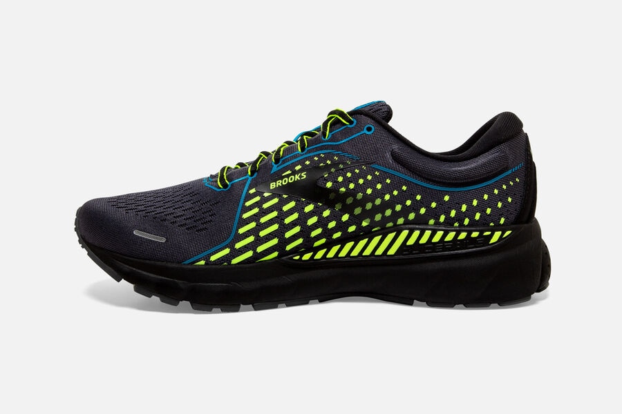 Brooks Adrenaline Gts 21 Road Löparskor Herr - Svarta/Blå - 6294-OYQGU